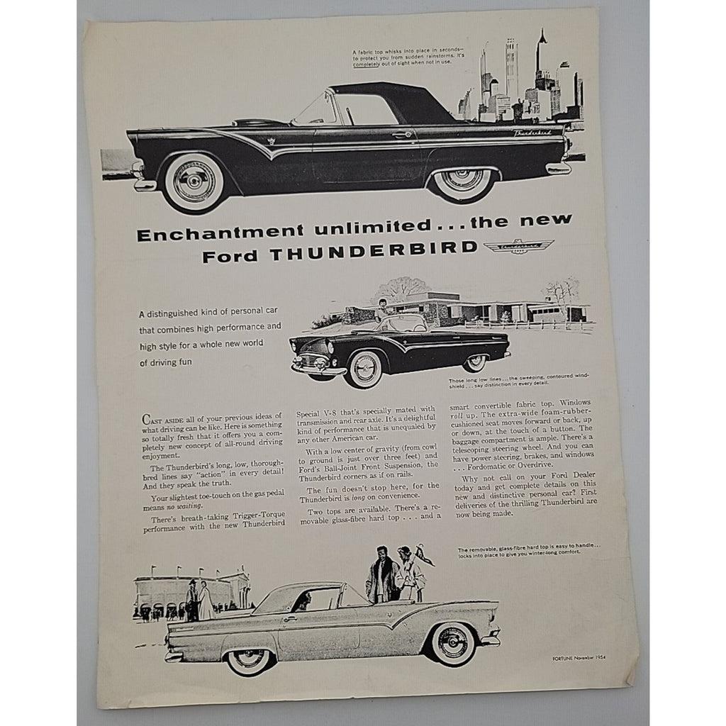 Enhancement Unlimited... The New Ford Thunderbird Fortune November 1954