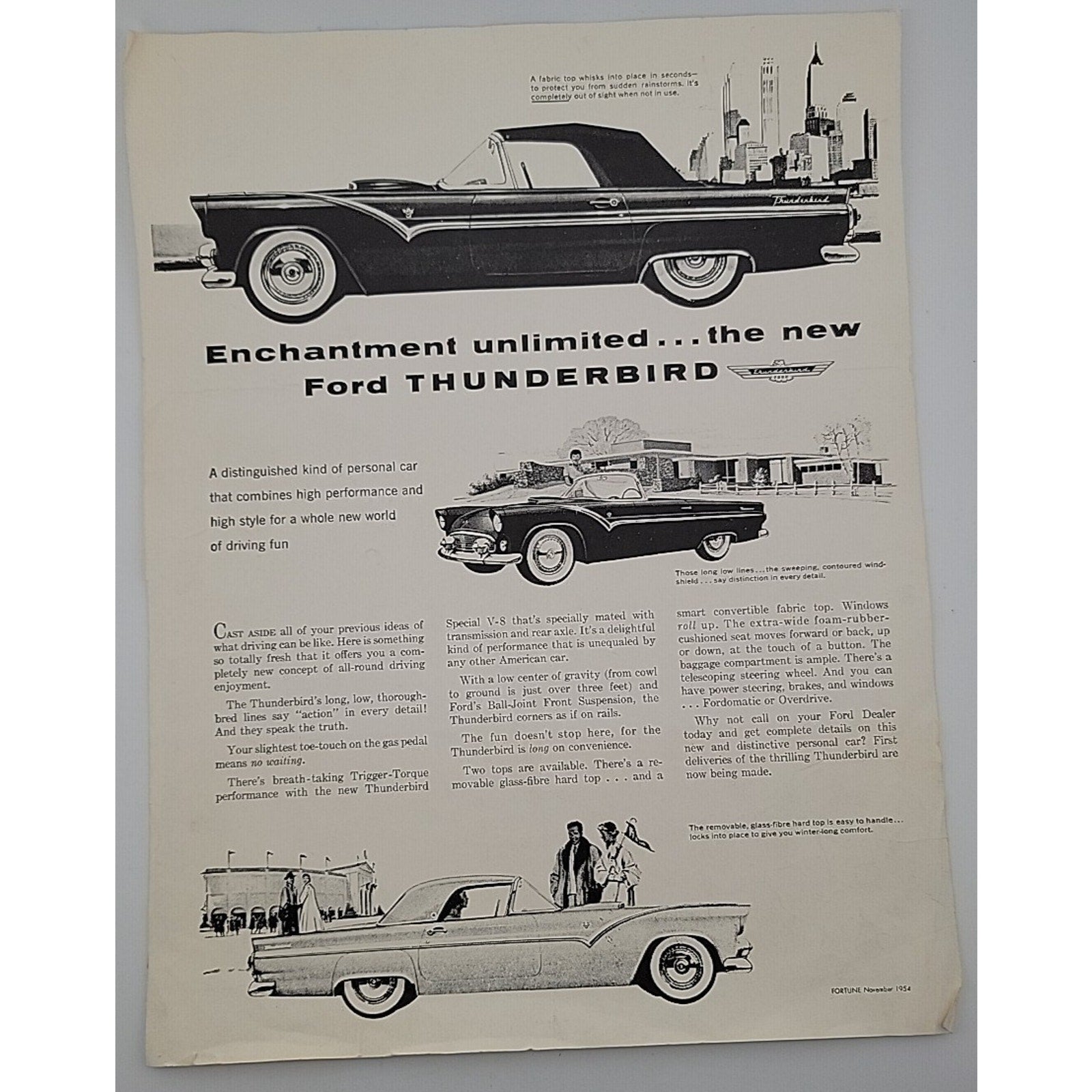 Enhancement Unlimited... The New Ford Thunderbird Fortune November 1954