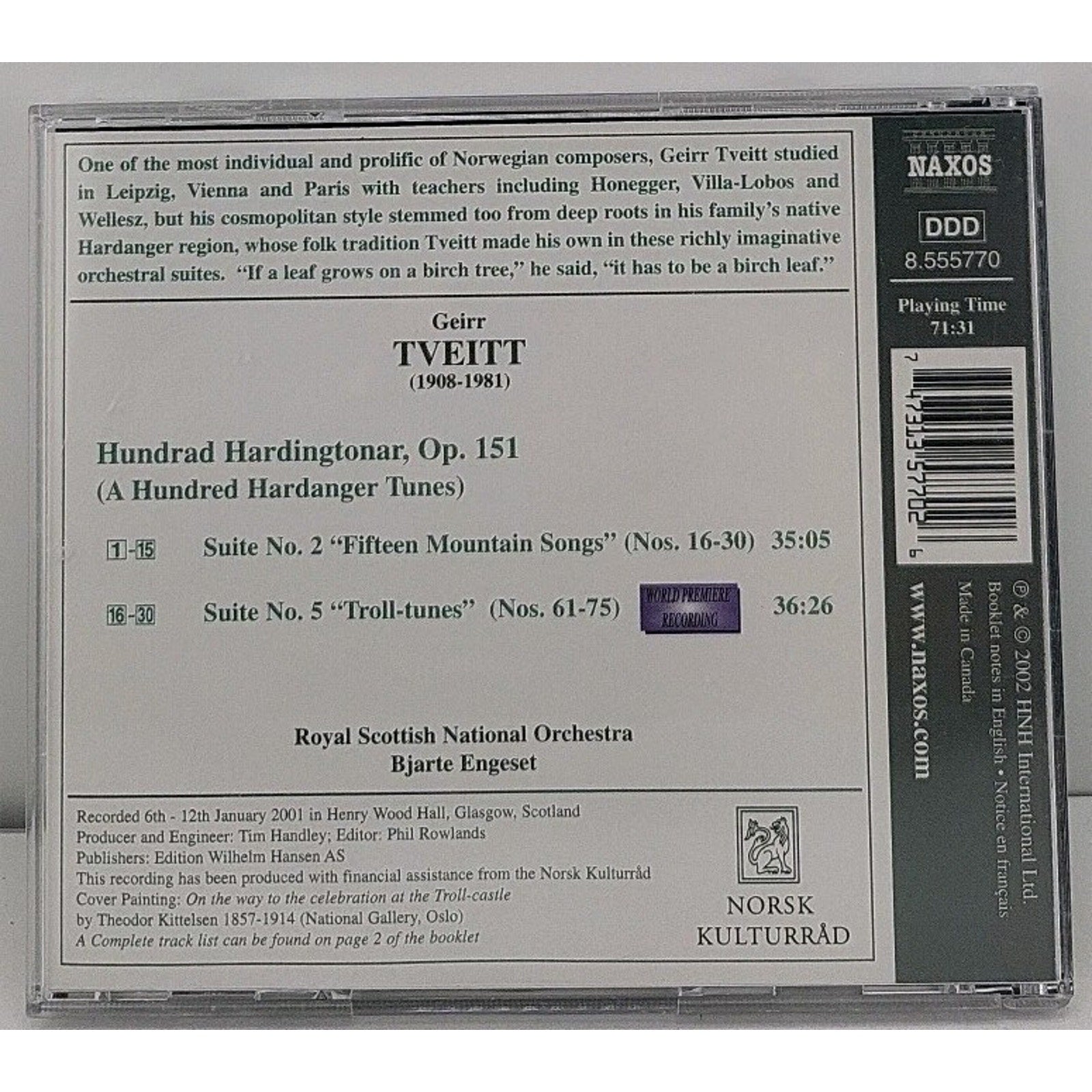 100 Hardanger Tunes Op 151 / Suites 2 & 5 by Tveitt / Engeset / Royal (CD)