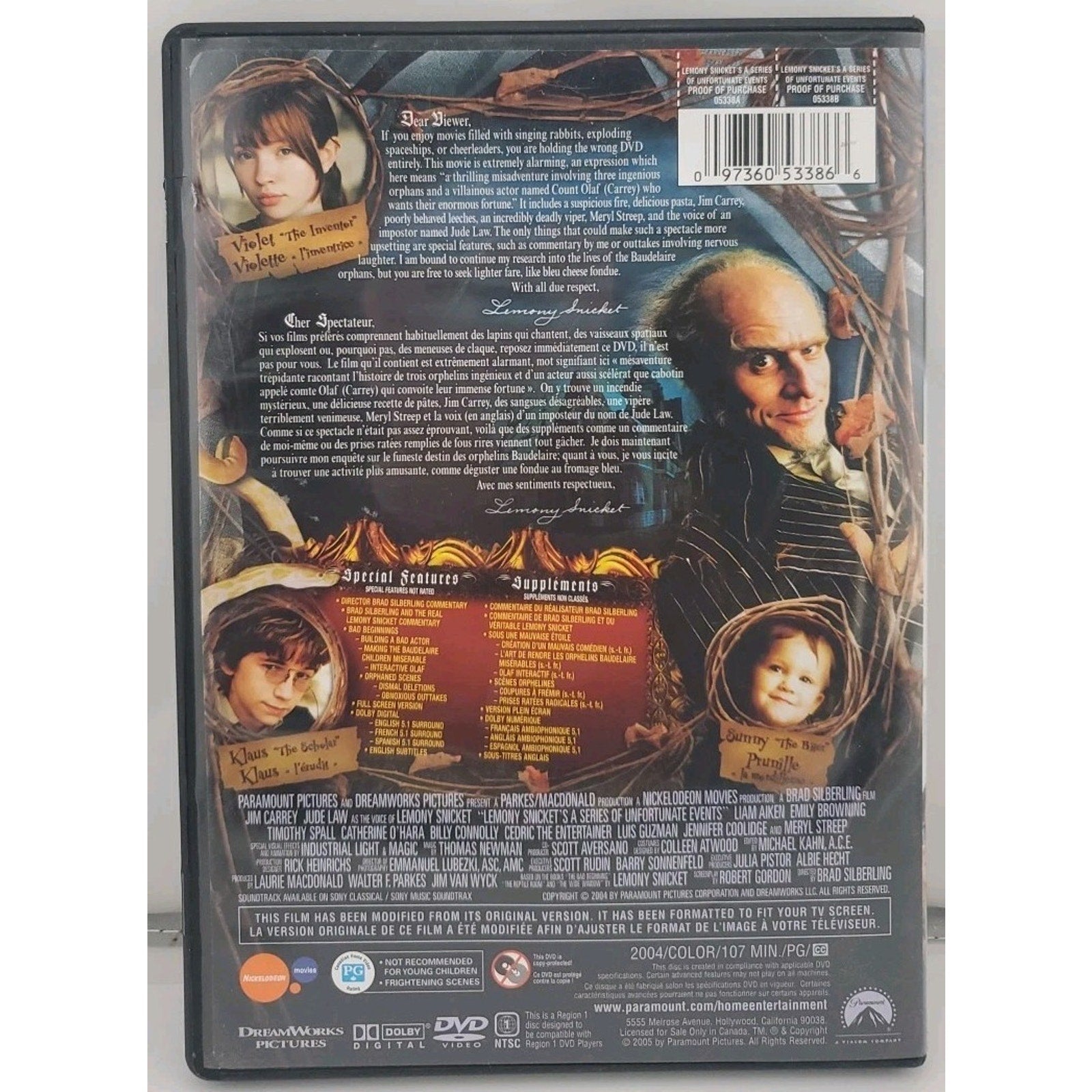 Lemony Snickets A Series of Unfortunate Events (DVD, 2010, Canadian)