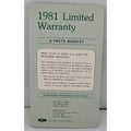 1981 Limited Warranty A Facts Booklet
