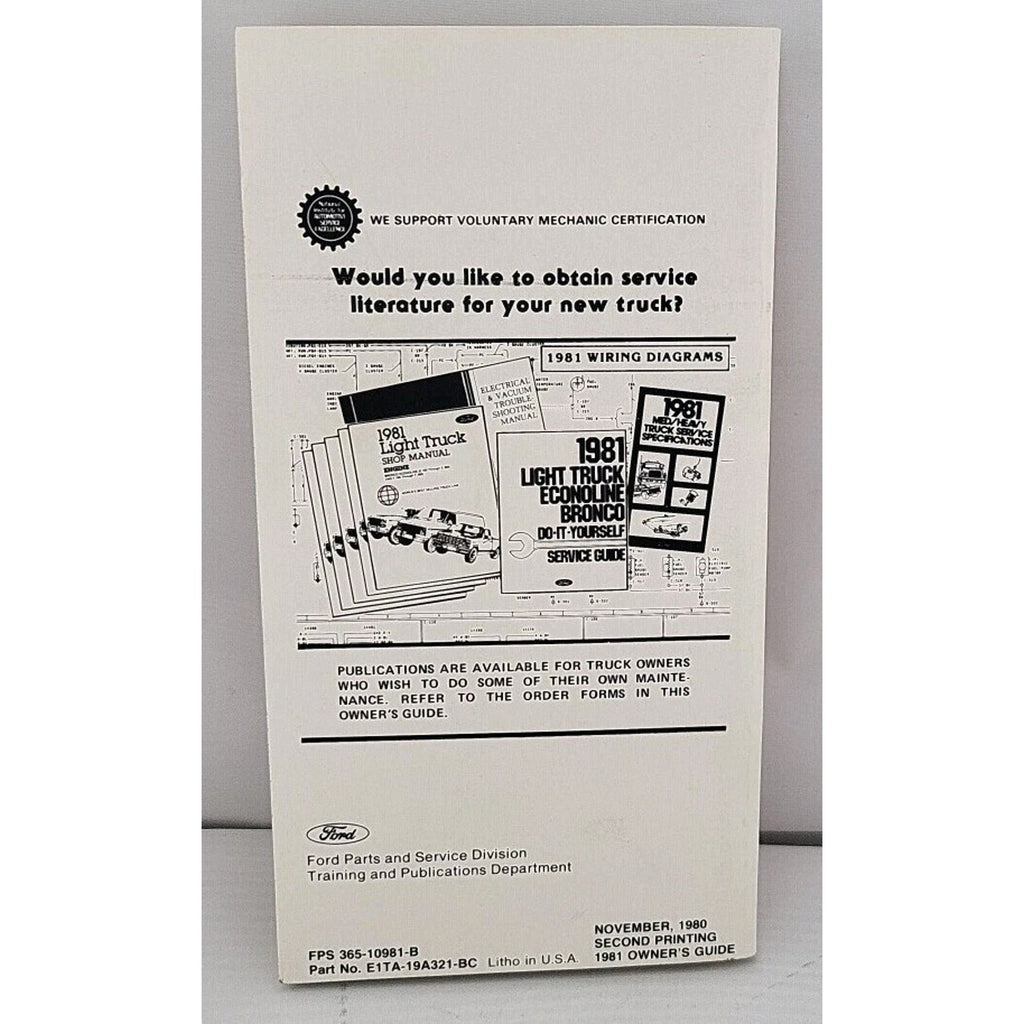 1981 Ford Trucks 100 Thru 350 Series Factory Original Owner’s Guide Manual