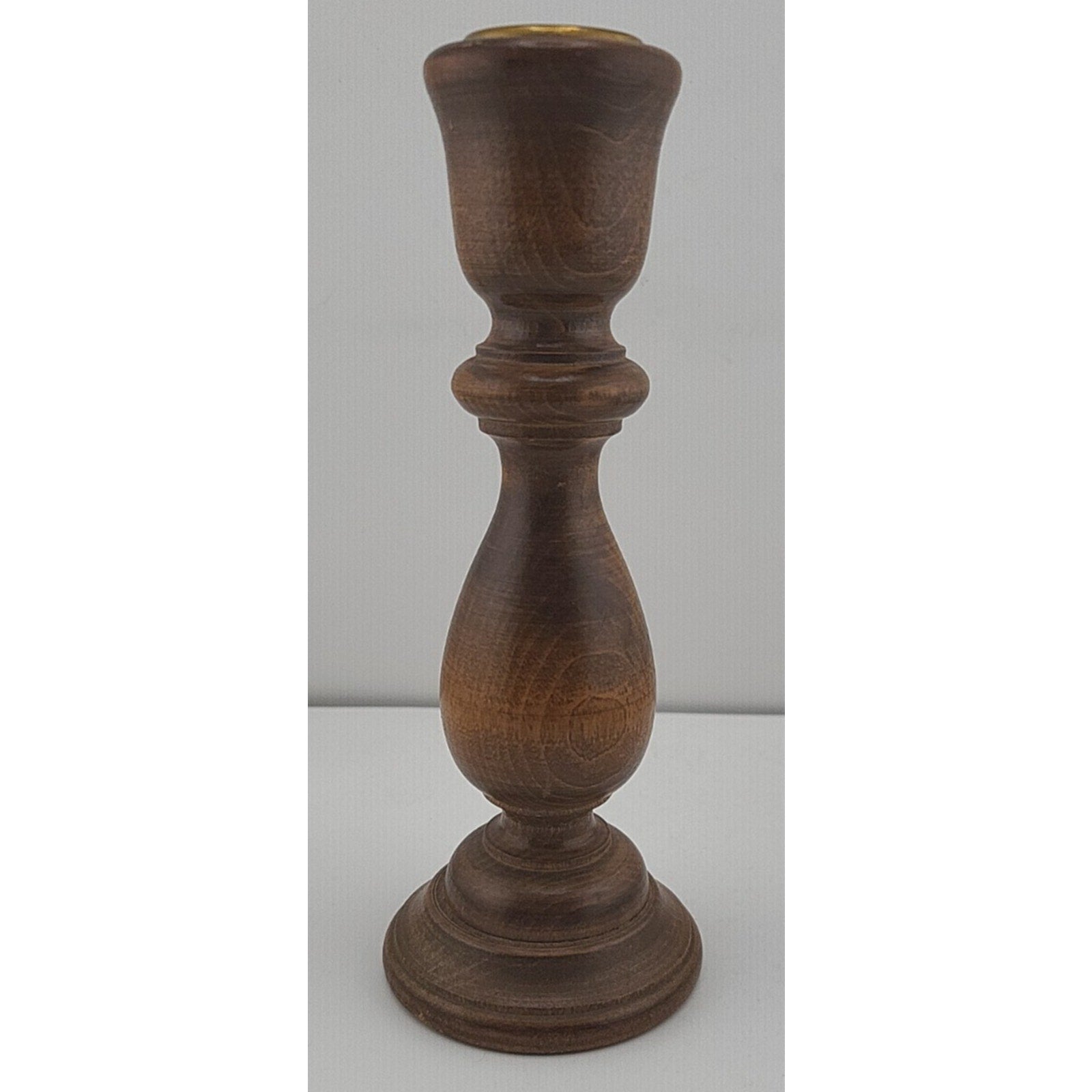 Vintage Carved Wooden Candlestick – Handmade – Felt Bottom – 6.75” Tall