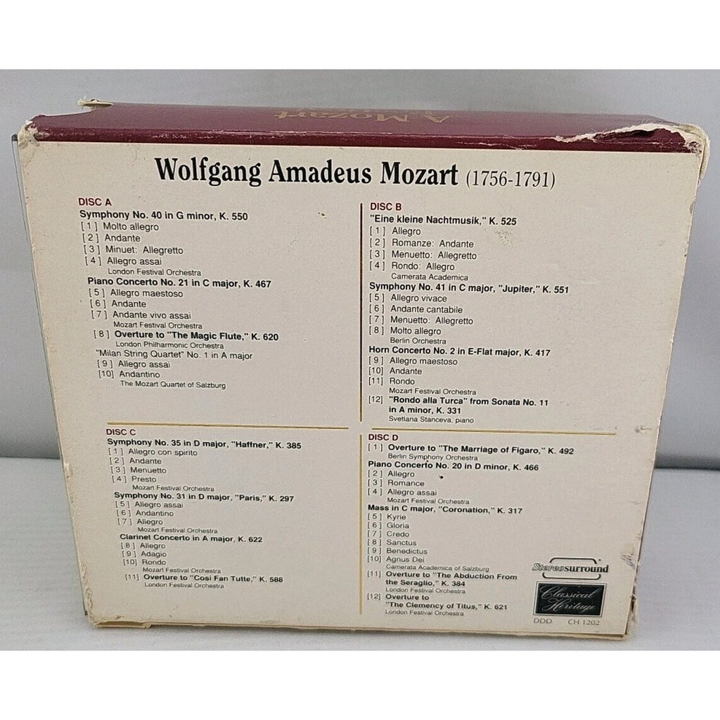 Wolfgang Amadeus Mozart - A Mozart Festival (CD, 4 Discs, 1991)