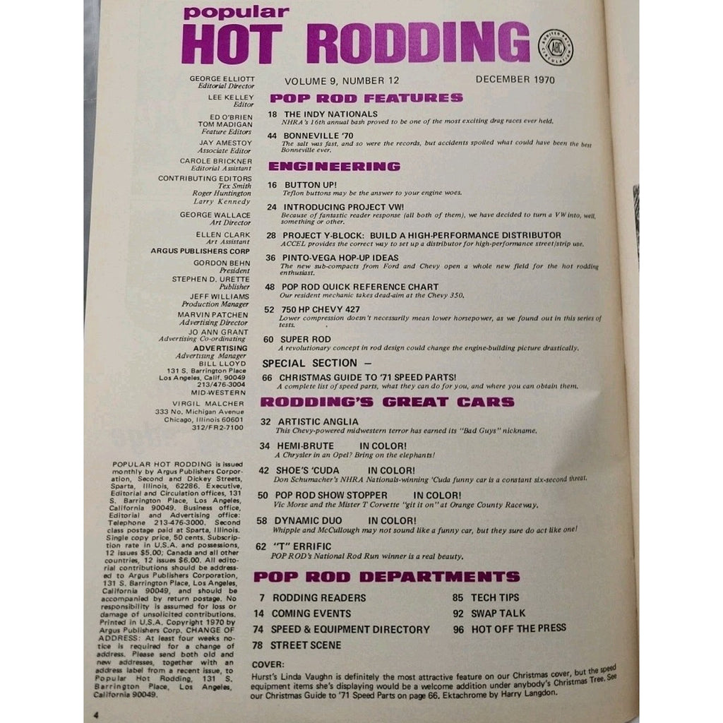 Popular Hot Rodding Magazine December 1970