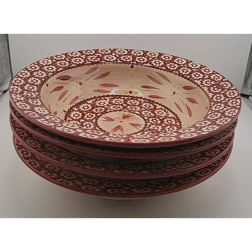 Temptations Old World Red Rim Soup Bowls (3)