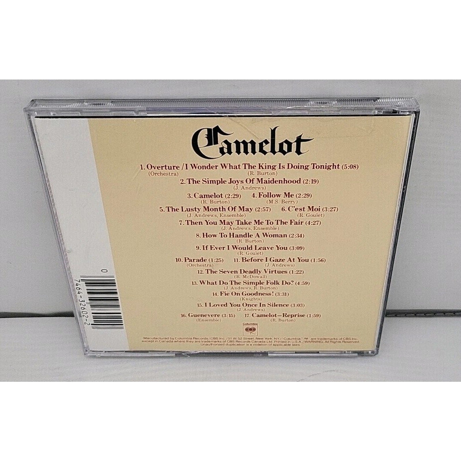 Camelot Original Broadway Cast CD 1990, Columbia Julie Andrews Goulet Burton