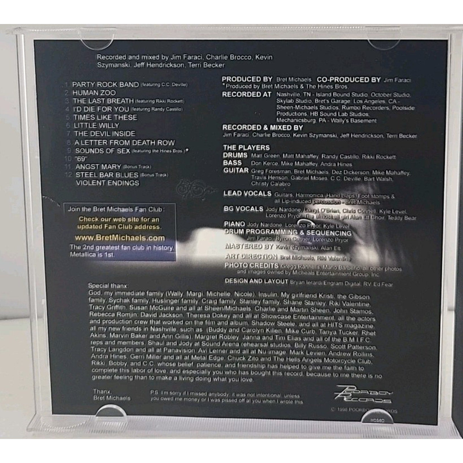 Letter from Death Row by Bret Michaels (CD, Sep-1998, Unity Label Group (ULG))