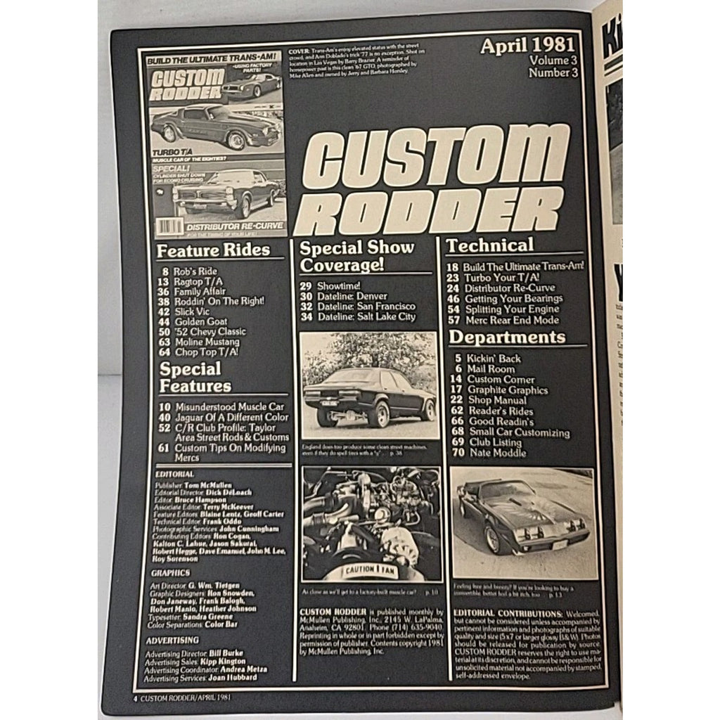 Custom Rodder Magazine - April 1981 - Volume 3 Number 3