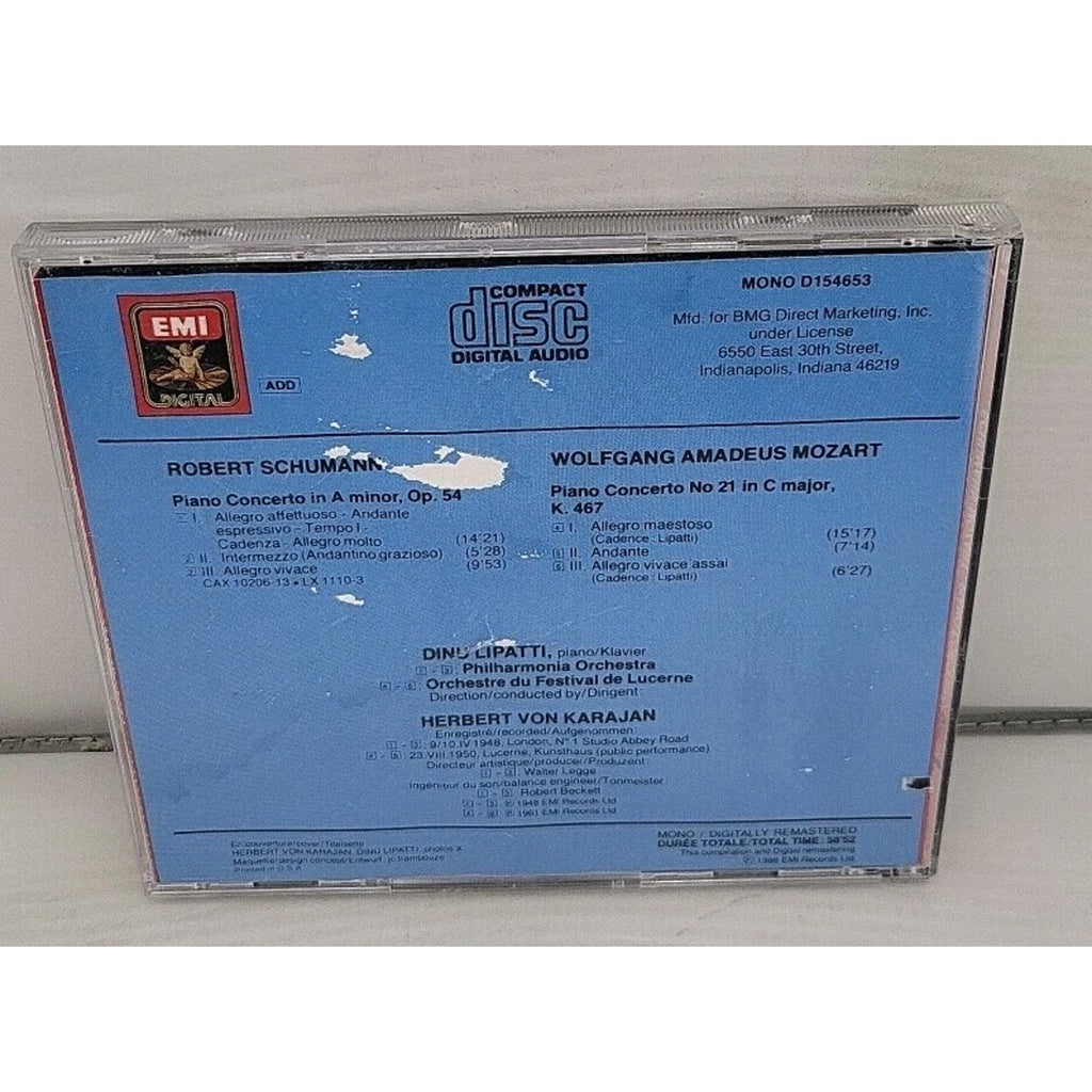 Schumann / Mozart / Lipatti / Karajan Piano Concertos CD Herbert Von Karajan