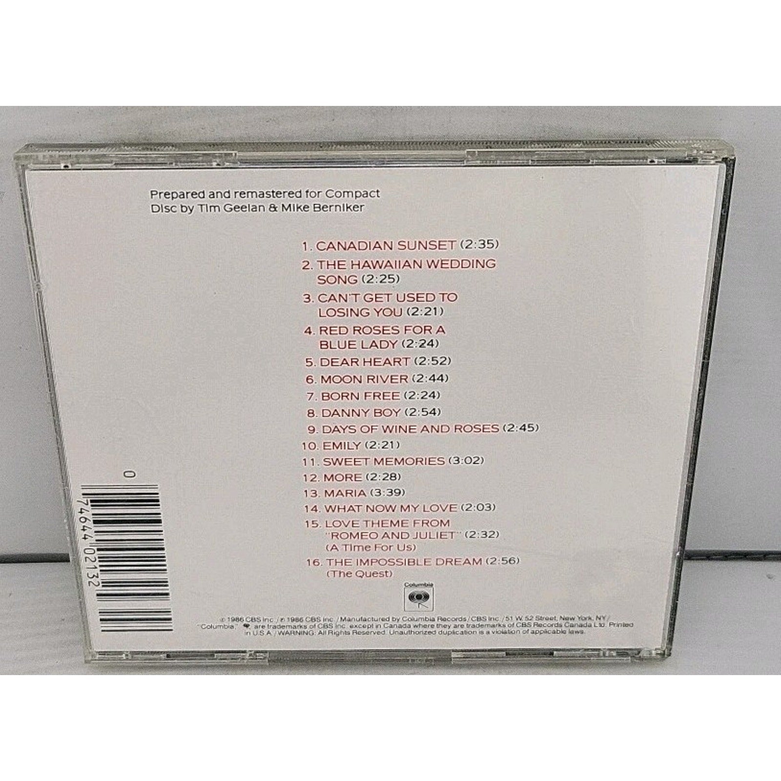 16 Most Requested Songs by Andy Williams (CD, 1990)