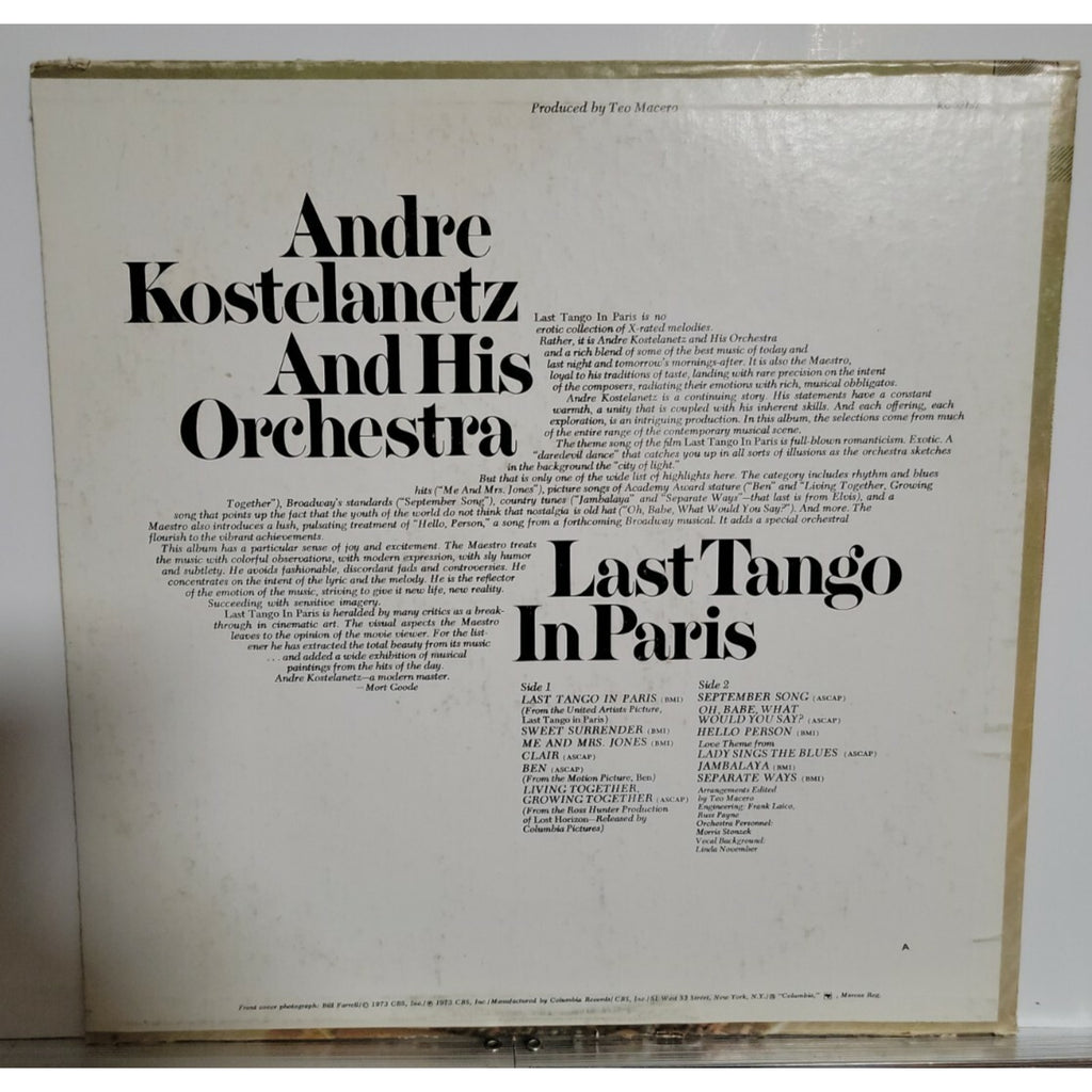 André Kostelanetz And His Orchestra – Last Tango In Paris (Vinyl)