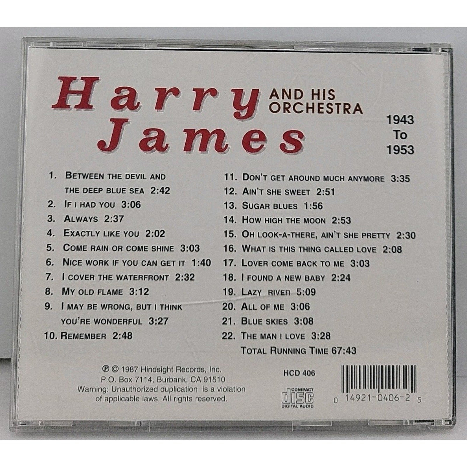 Plays 22 Original Big Band by James, Harry (CD, 1988)