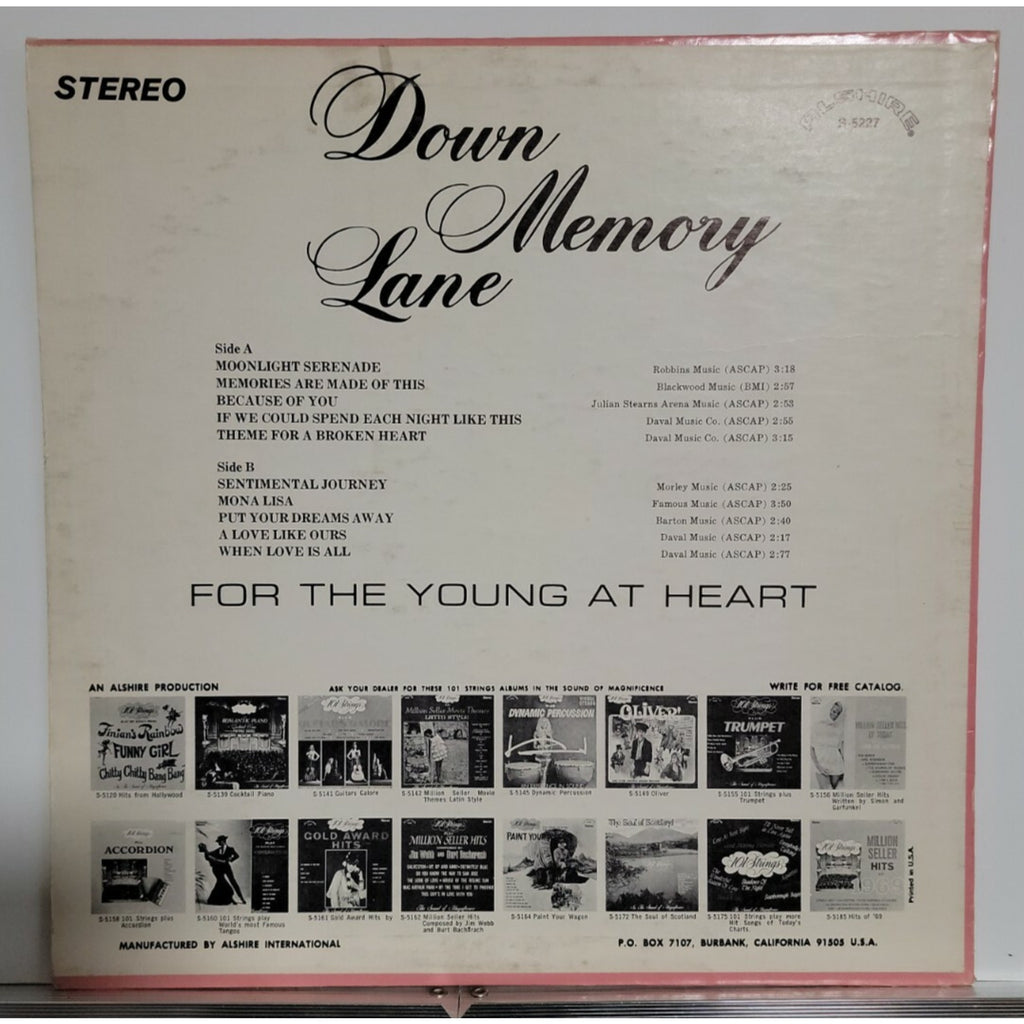 101 Strings – Down Memory Lane (For The Young At Heart) (Vinyl)