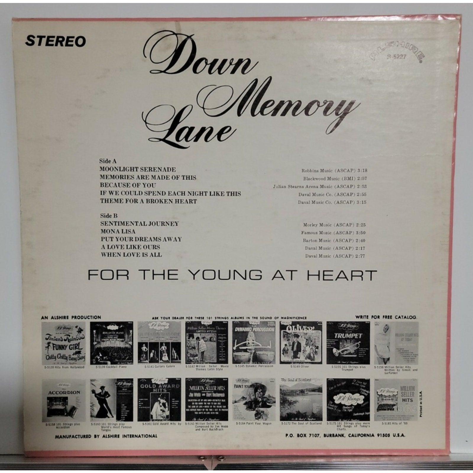 101 Strings – Down Memory Lane (For The Young At Heart) (Vinyl)