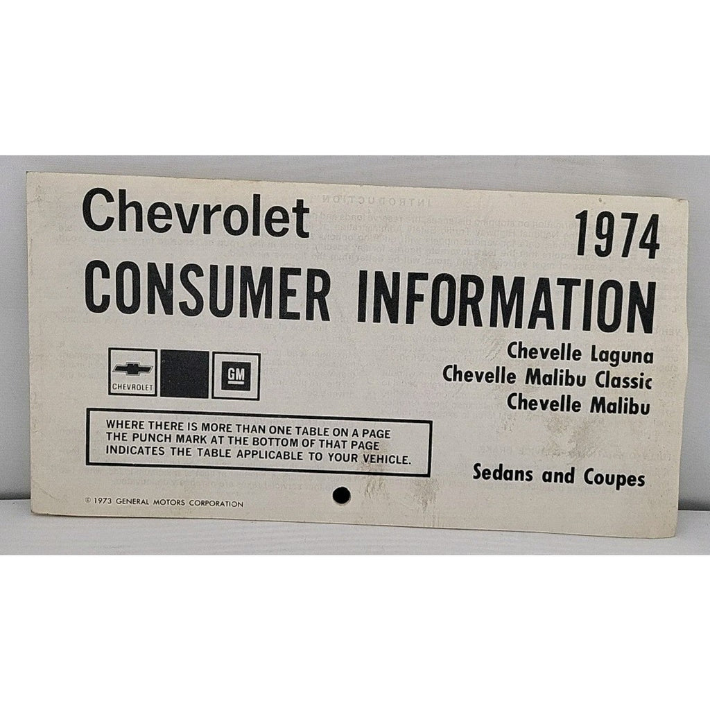 1974 Chevelle SS Factory Original Owners Consumer Information Brochure 6260502 A