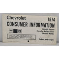 1974 Chevelle SS Factory Original Owners Consumer Information Brochure 6260502 A