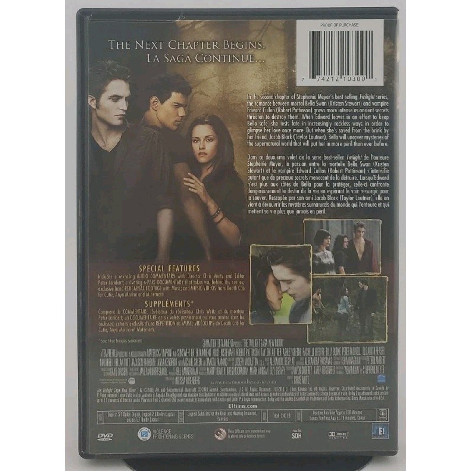 The Twilight Saga: New Moon (DVD, 2010, Canadian)