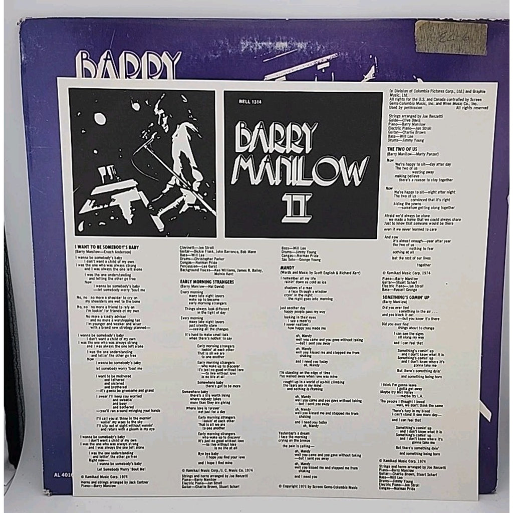 Barry Manilow "Barry Manilow II" (1974) Vinyl LP Record Album