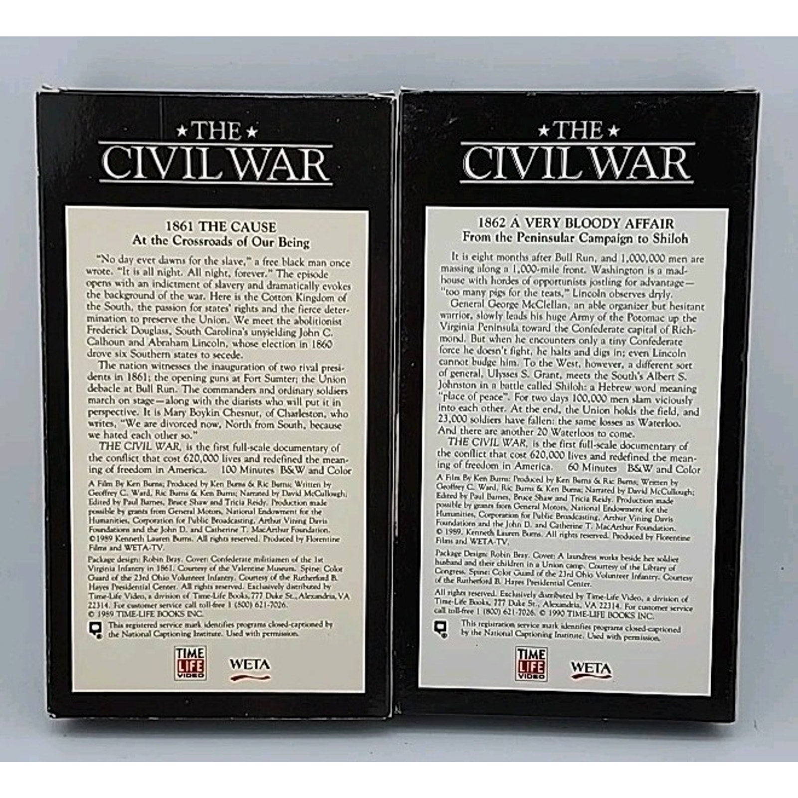The Civil War Set Of 9 VHS Tapes 1861-1865 By Ken Burns Time Life Video