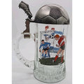 Vintage Beer Mug Beer Seidel Football 60's 50's Beer Mug Glass Tin