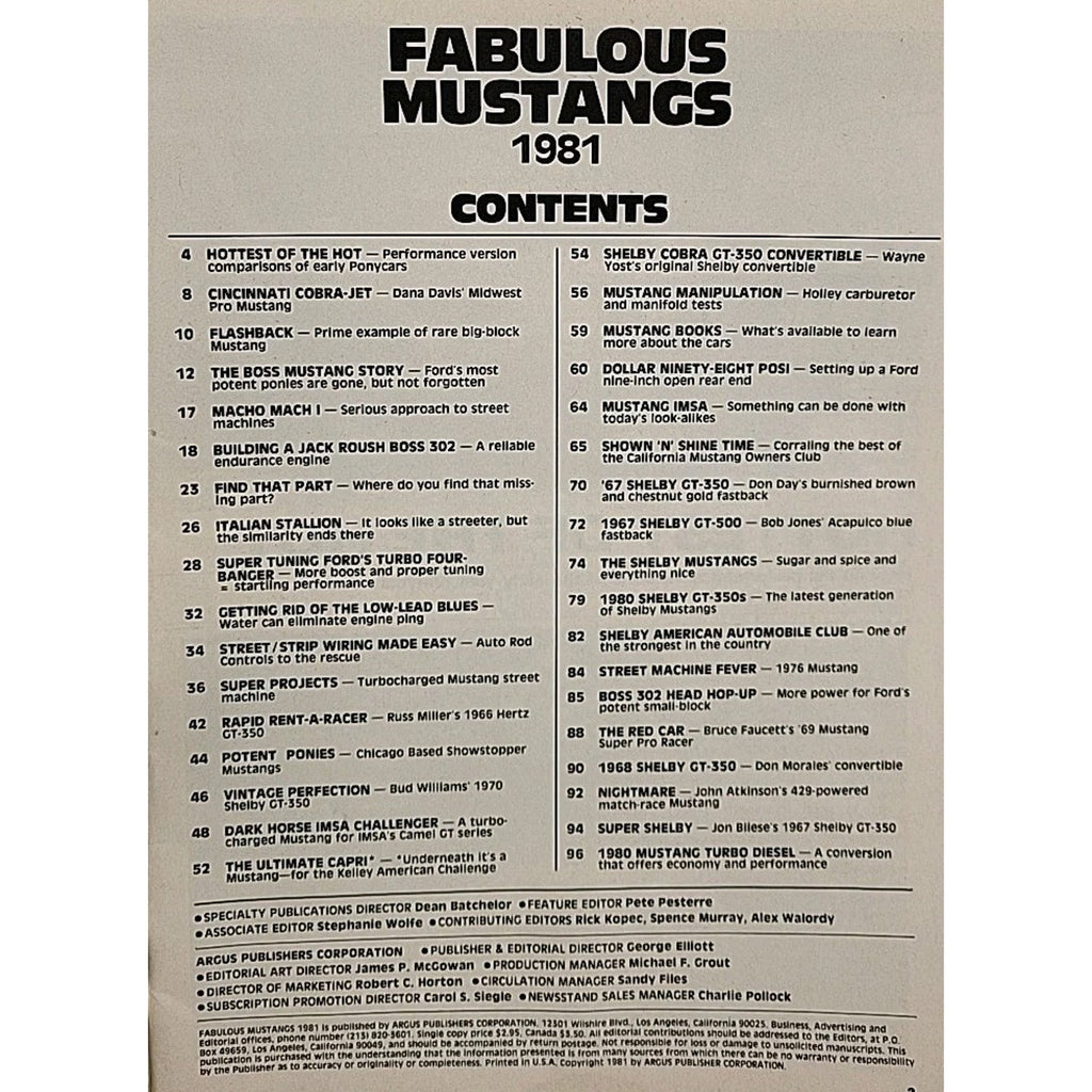 Fabulous Mustangs Magazine 1981