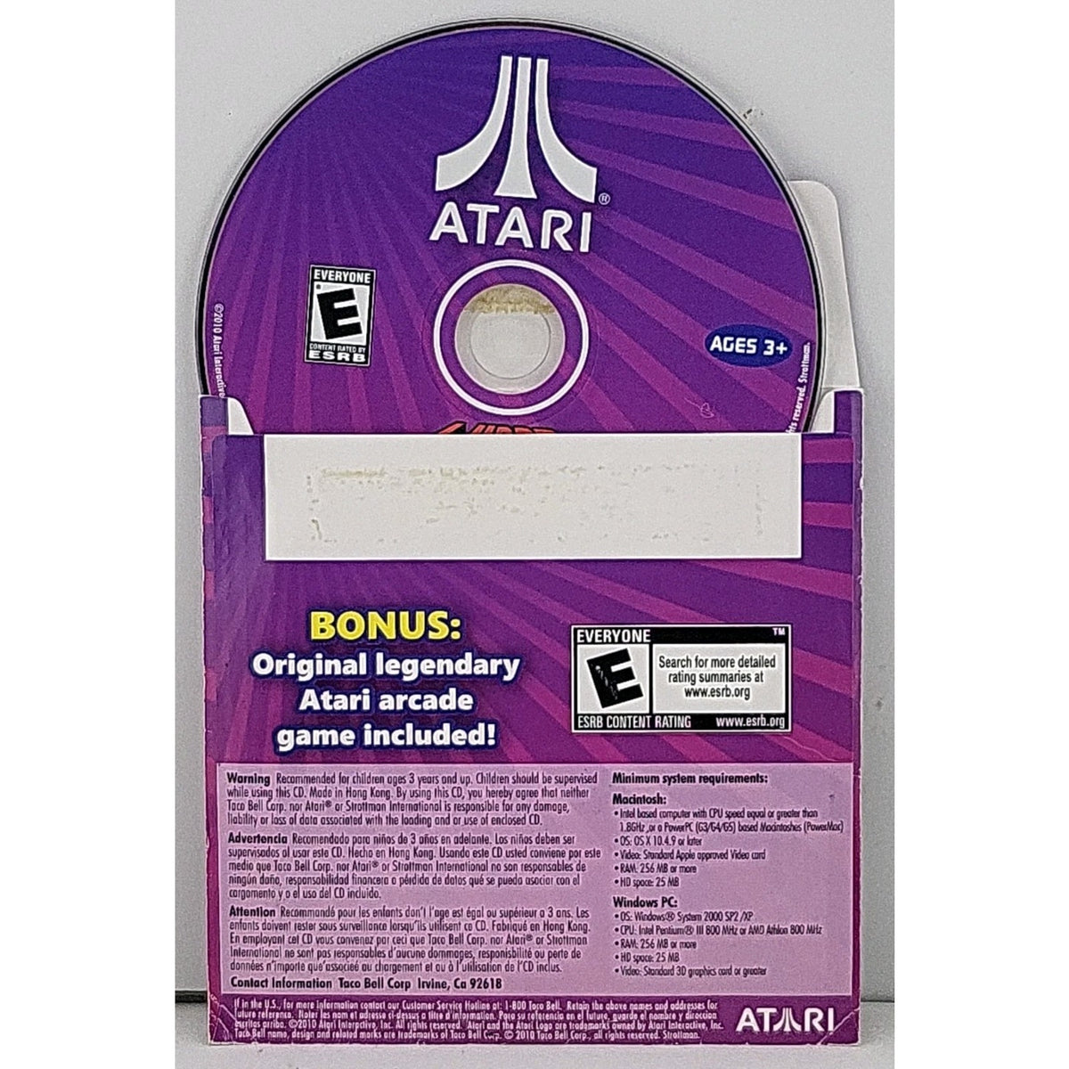 Promo Taco Bell Atari Video Game