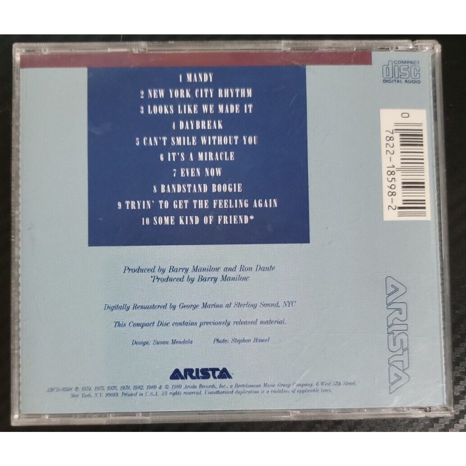 Barry Manilow - Greatest Hits, Vol. 1 (CD, 1989, Arista)