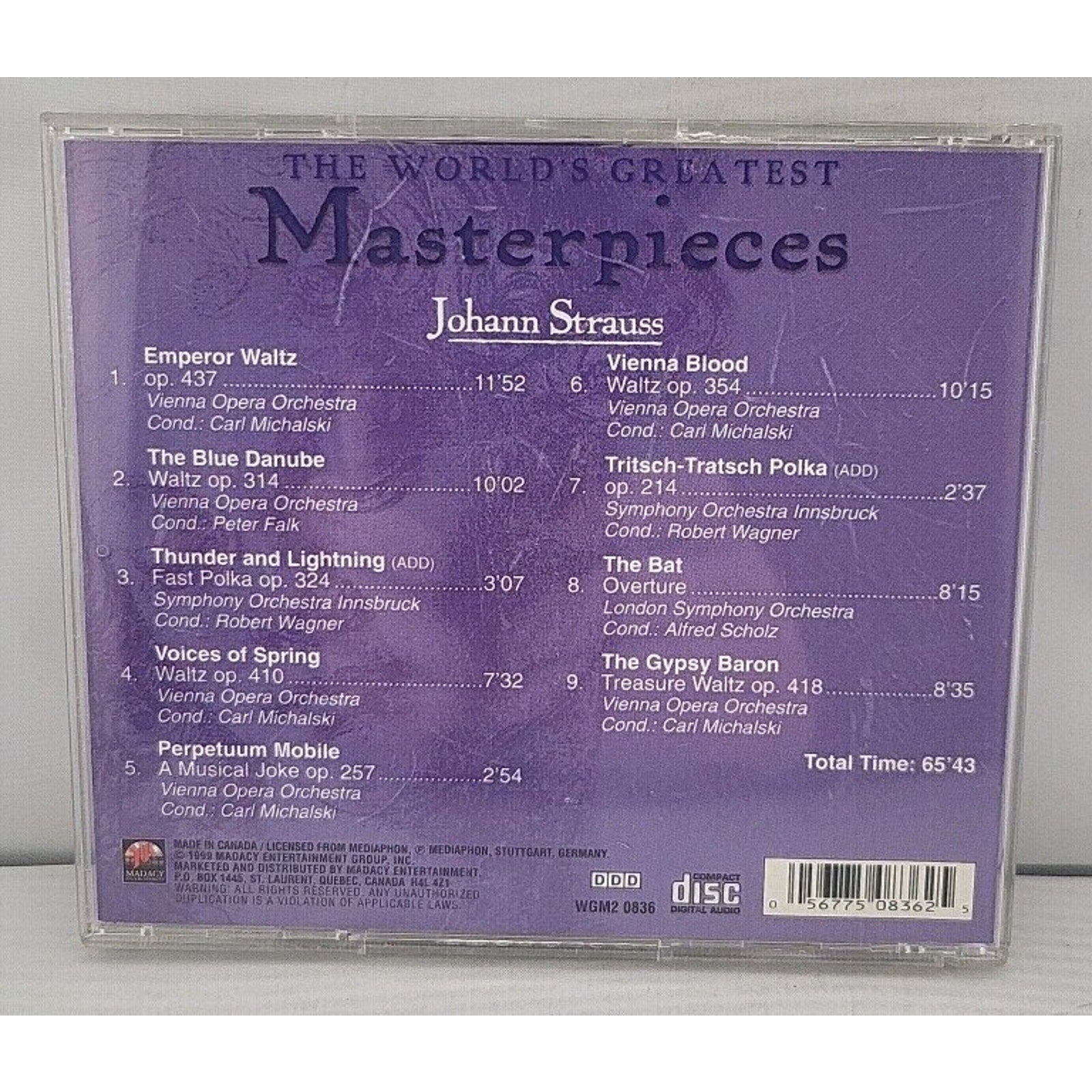 Johann Strauss: 1825-1899 (CD, 1999, Made In Canada, Madacy)