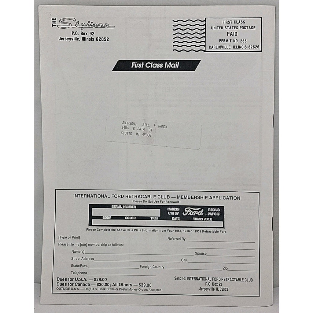 The Skyliner - International Retractable Club - March 1993 Number 142