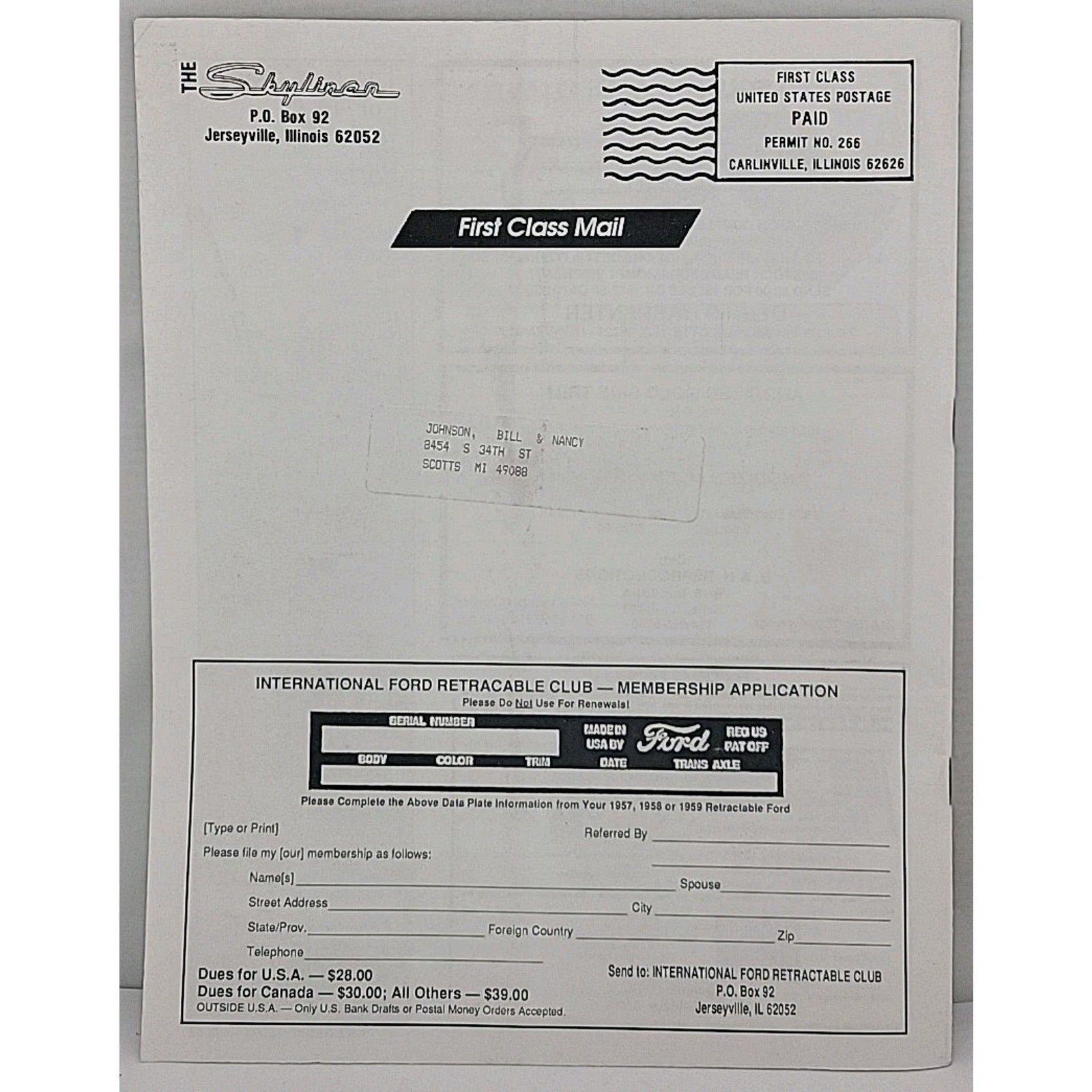 The Skyliner - International Retractable Club - March 1993 Number 142