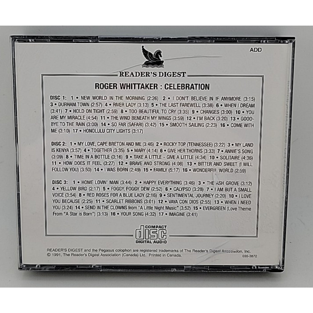 Reader's Digest Roger Whittaker Celebration 3 CD Set