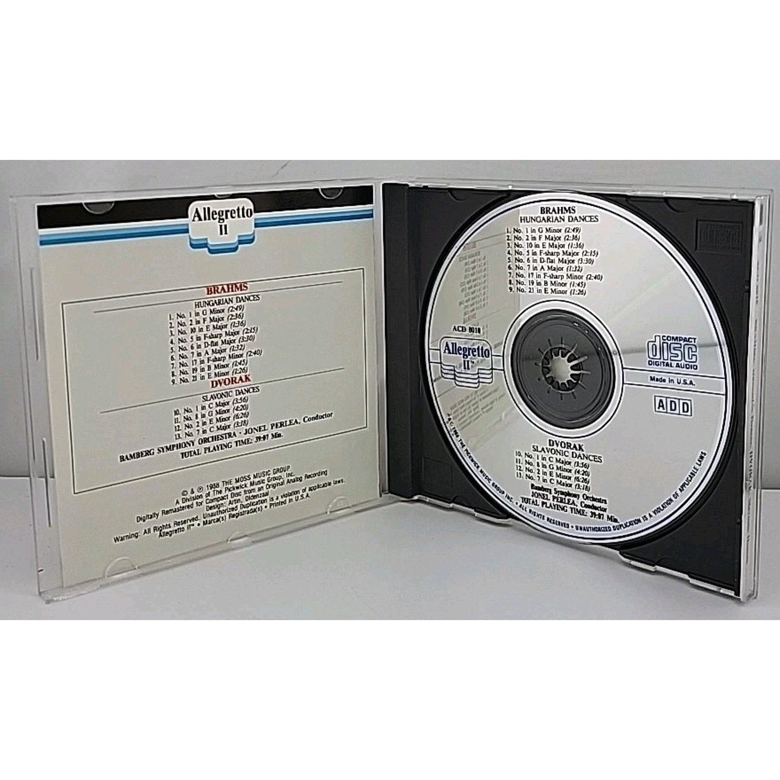 Brahms: Hungarian Dances; Dvorak: Slavonic Dances CD - Allegretto - ACD 8018