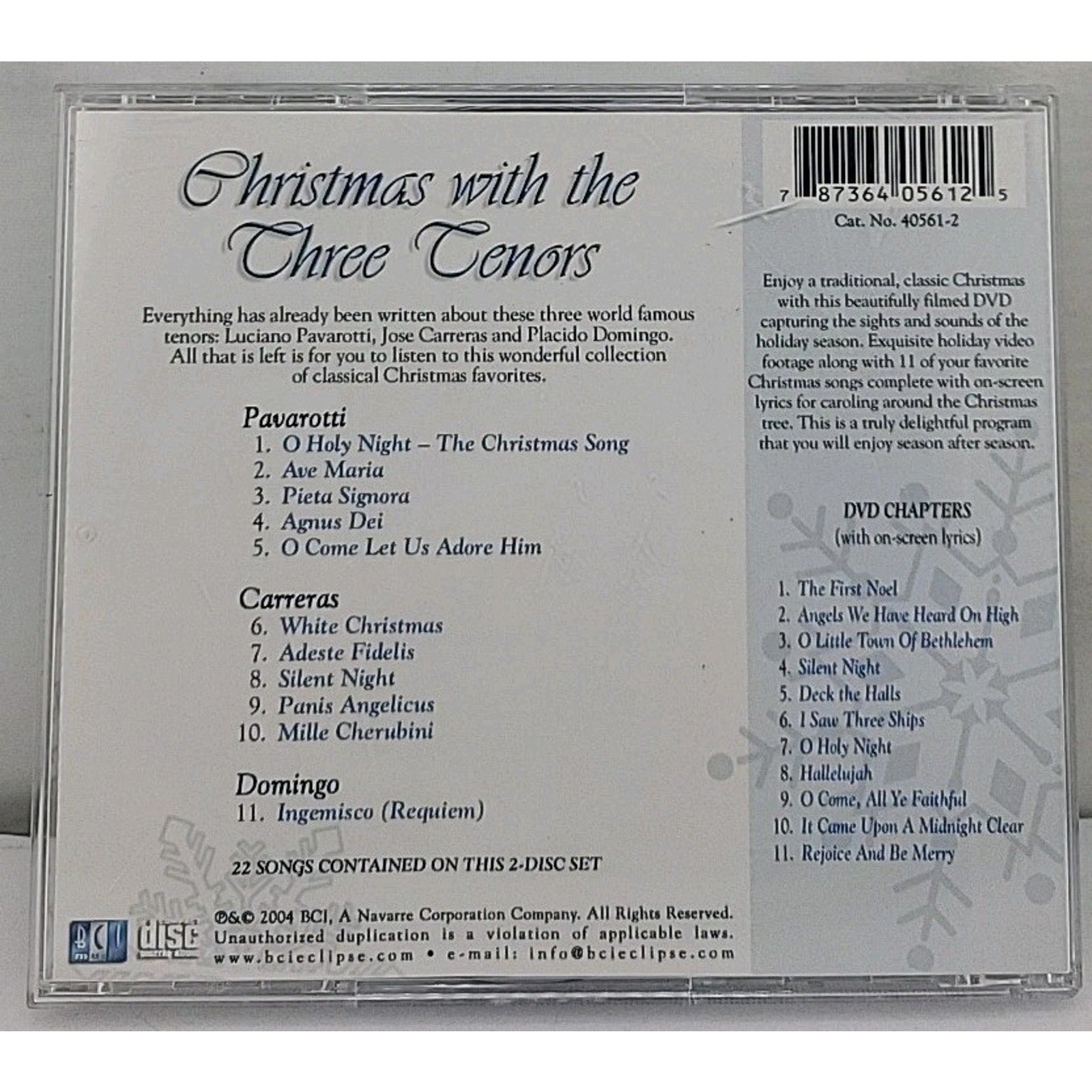 Three Tenors Christmas by Pavarotti / Carreras / Domingo (CD, 2004)