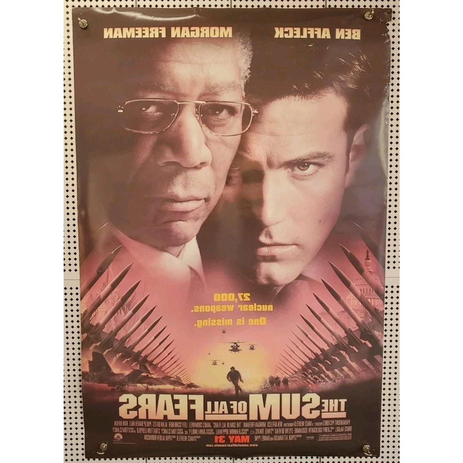 The Sum of All Fears Movie Poster 27x40 Ben Affleck Morgan Freeman Video Store