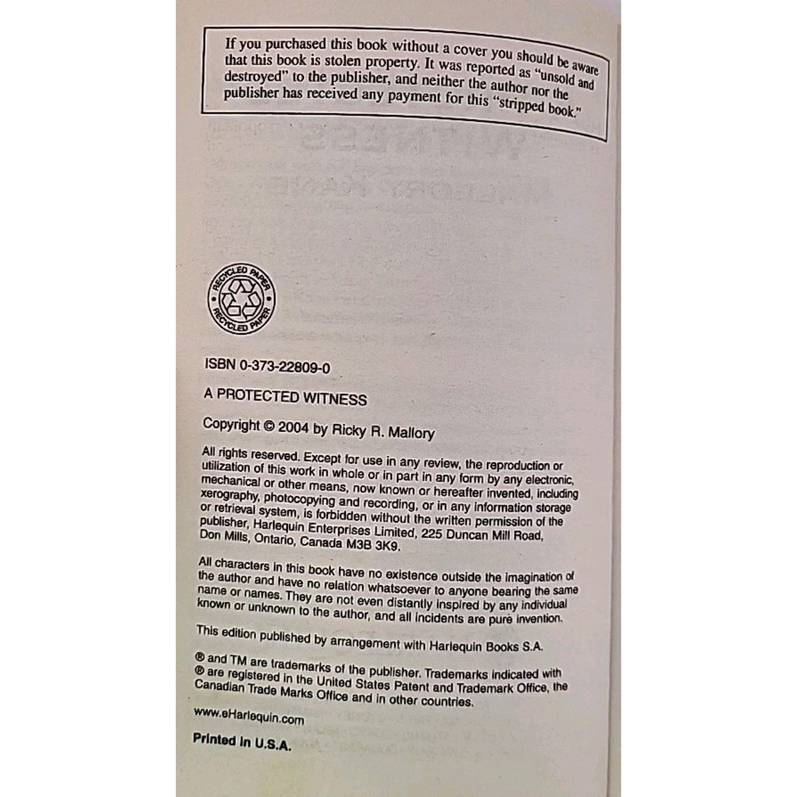 Protected Witness by Mallory Kane (2004, Mass Market)