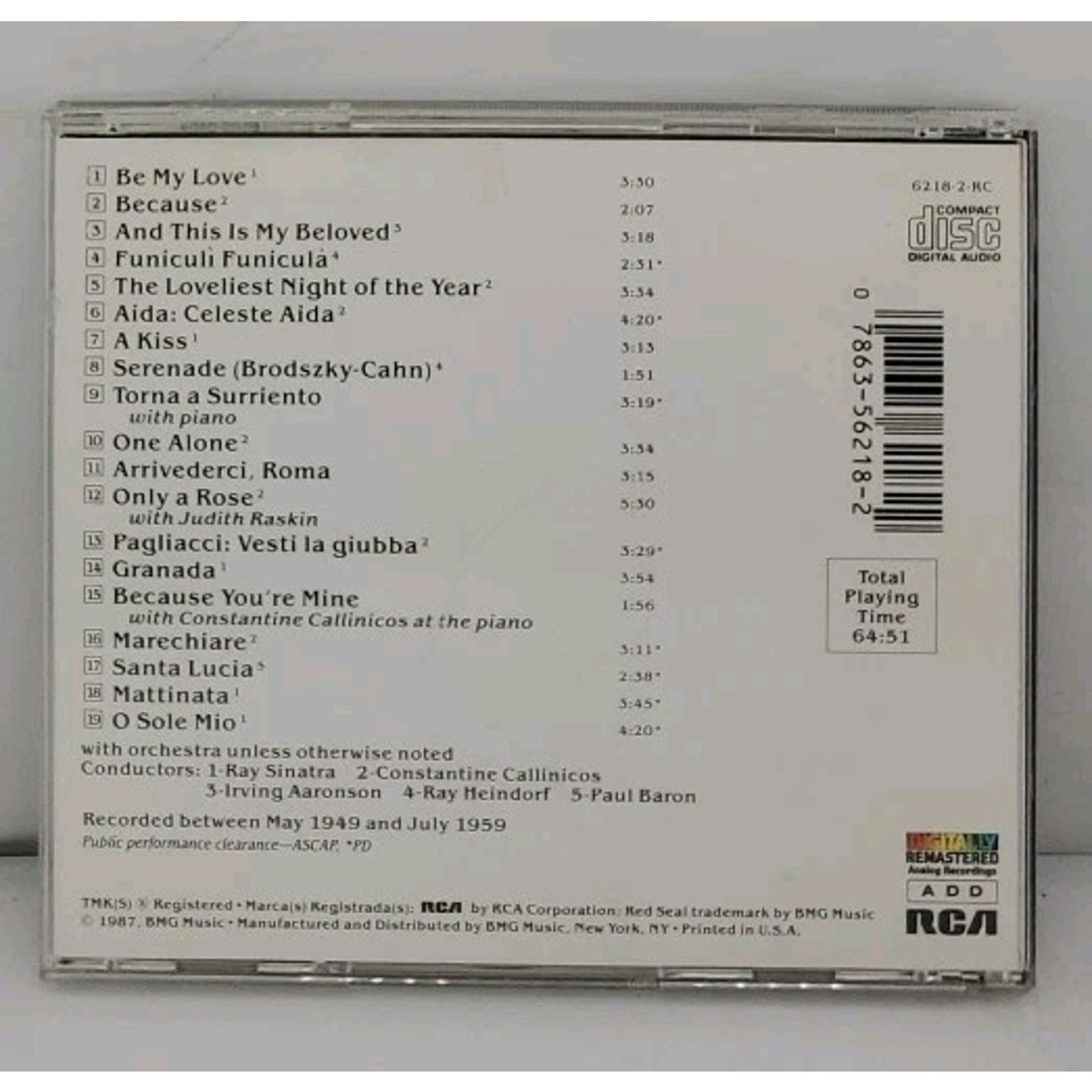 Legendary Tenor by Mario Lanza (CD, 1990)