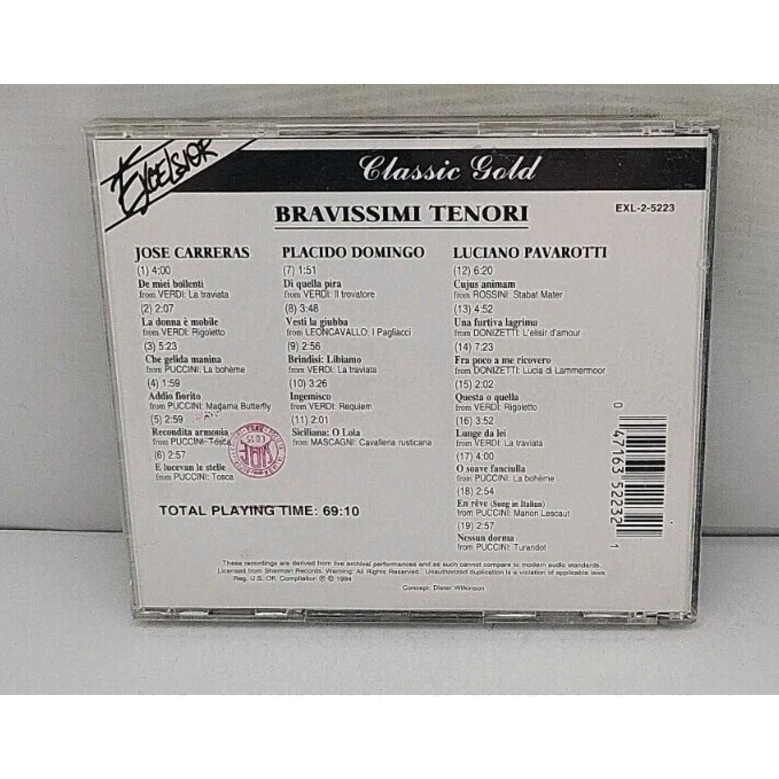 Classic Gold Bravissimi Tenori (CD, 1994) Carreras Domingo Pavarotti