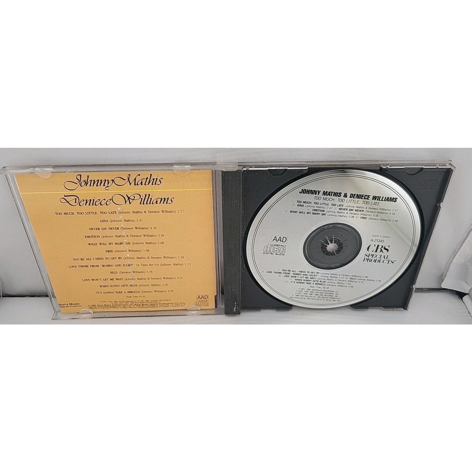 Too Much, Too Little, Too Late by Johnny Mathis (CD, Sony Music Distribution...