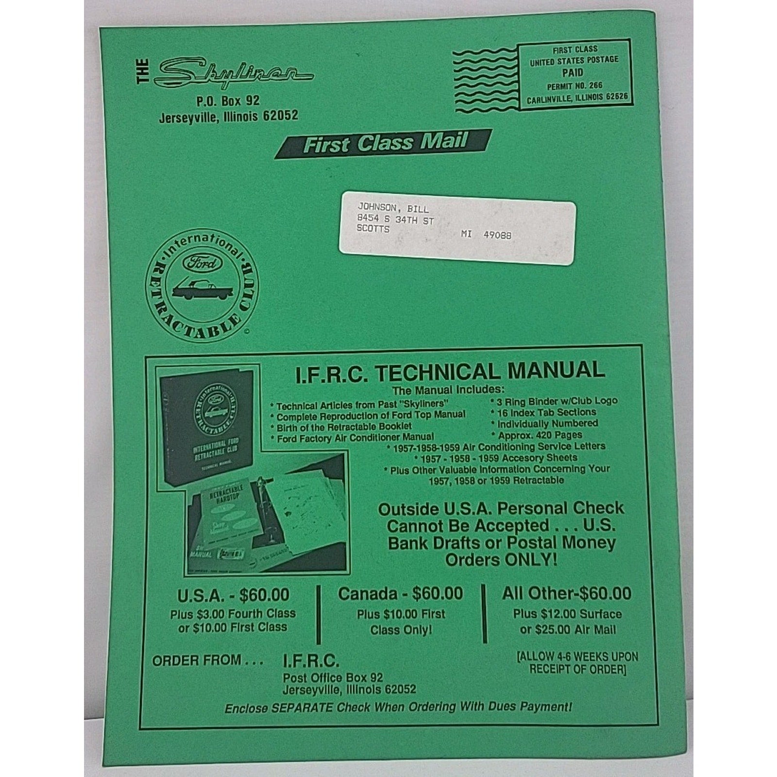 The Skyliner - International Retractable Club - June 1988 Number 96