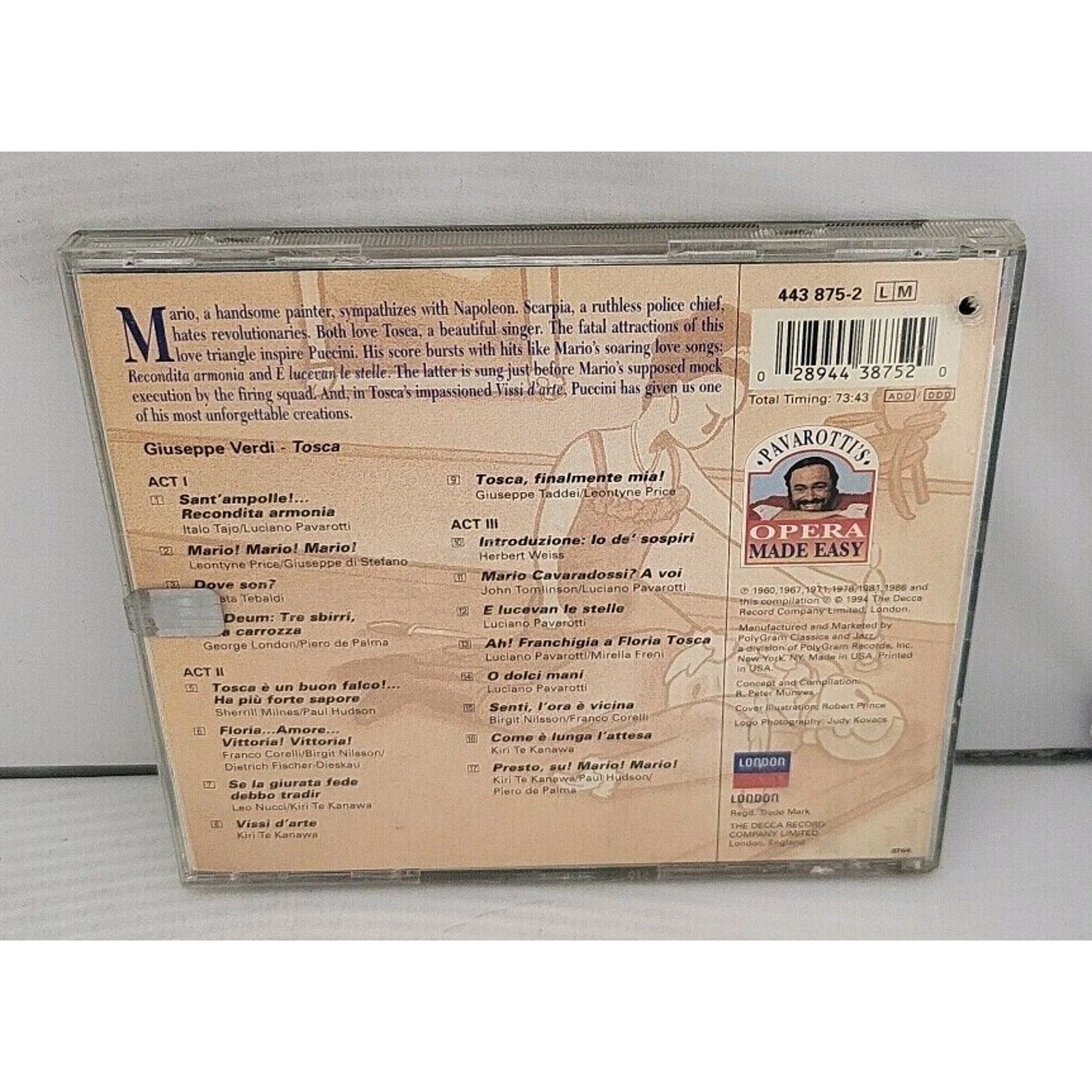 My Favorite Moments from Tosca by Various (CD, 1994)