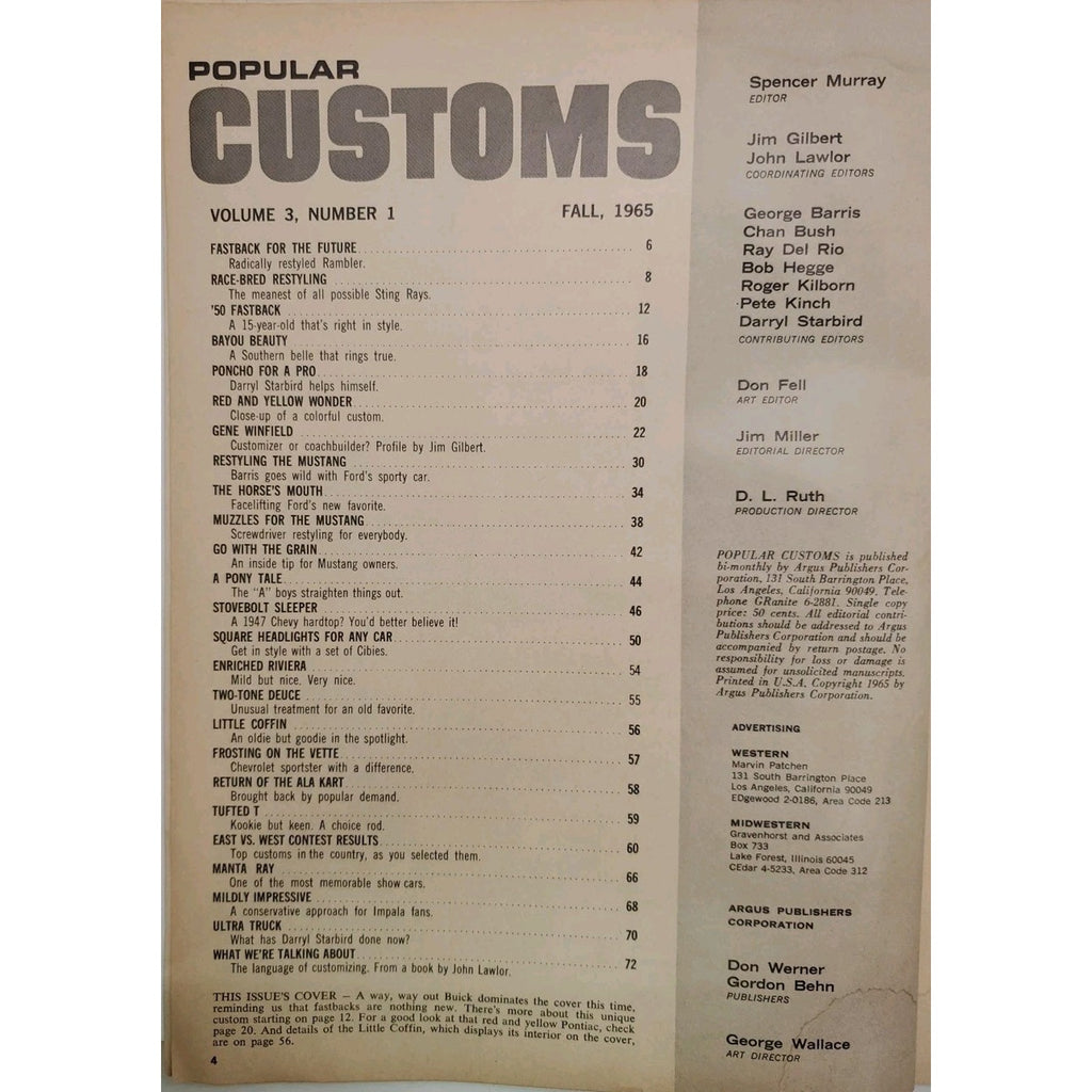 Popular Customs Magazine Fall 1965