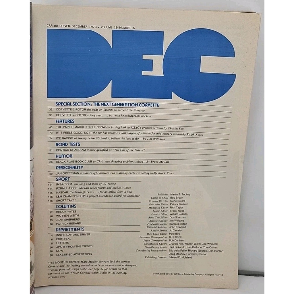Car And Driver Magazine - December 1973 - Volume 19 Number 6