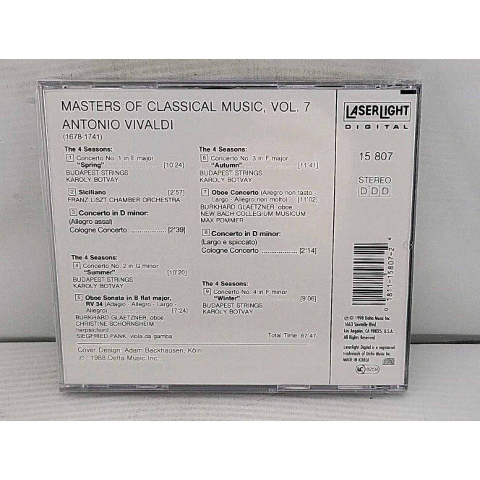 Masters of Classical Music by A. Vivaldi (CD, 1990) *Brand New*