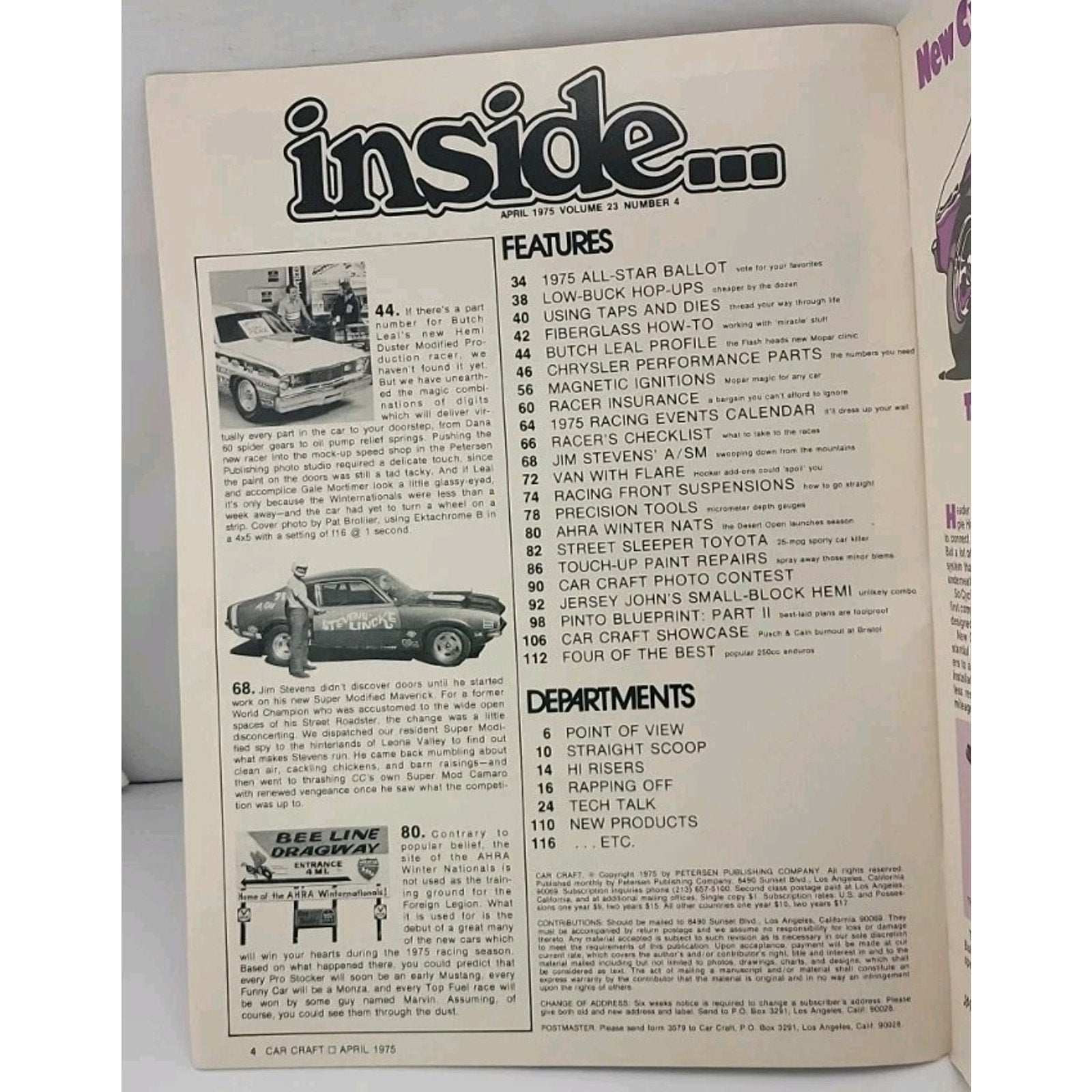 Car Craft Magazine - April 1975 - Volume 23 Number 4