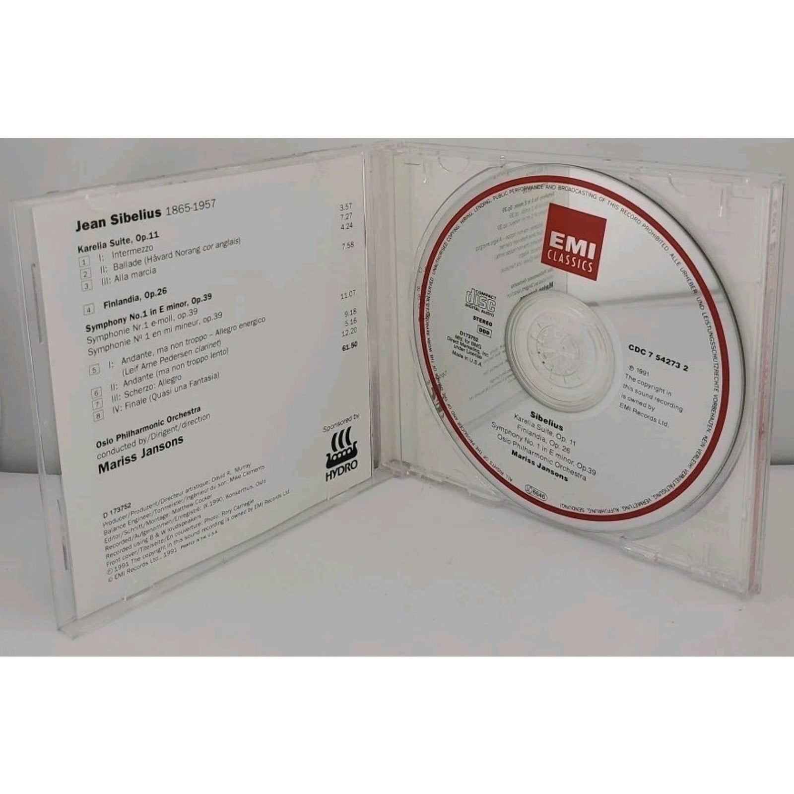 Jean Sibelius Symphony No 1 Karelia Suite Finlandia CD 8 Cuts