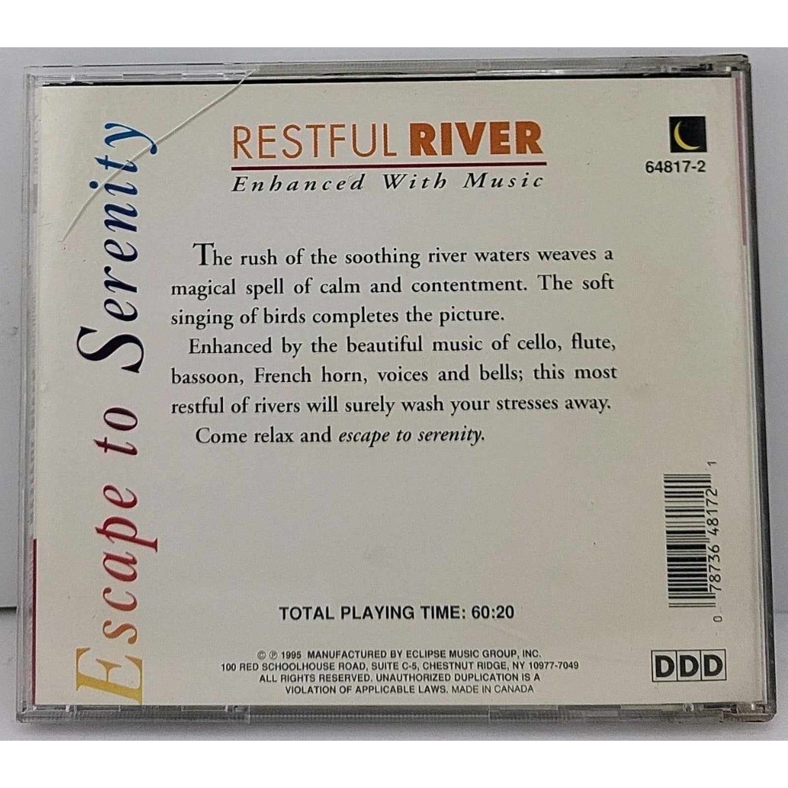 Serenity/Restful River by Escape To Serenity (CD, Oct-1997, BCI-Eclipse...