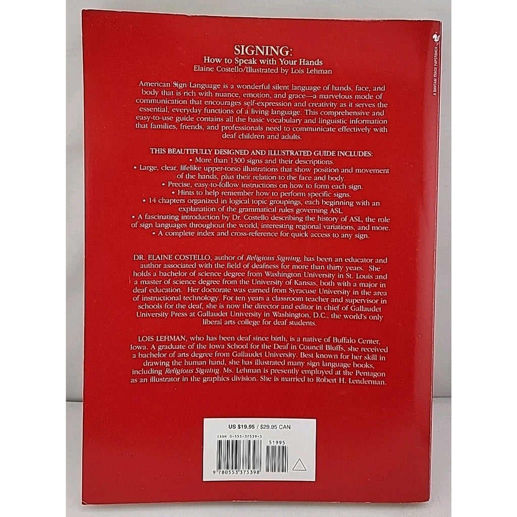 Signing : How to Speak with Your Hands by Elaine Costello (1995, Trade...