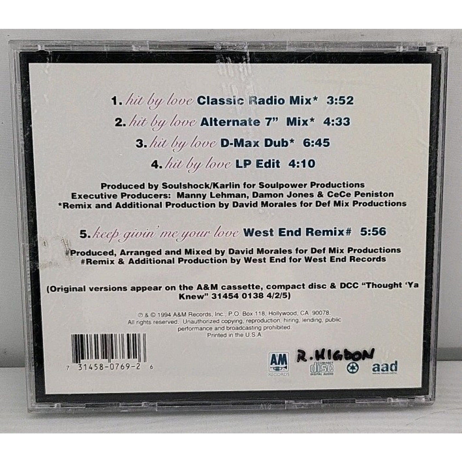 Hit by Love [CD Single] [Single] by Ce Ce Peniston (CD, Sep-1994, A&M (USA))