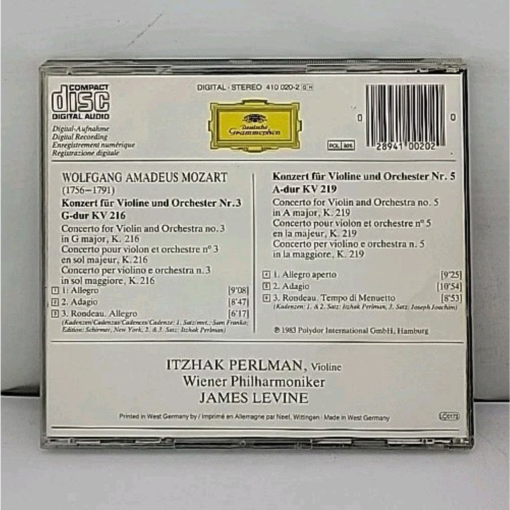 Mozart: Violin Concertos Nos.3 & 5-Shm-CD by Mozart / Perlman, Itzhak (CD, 2023)